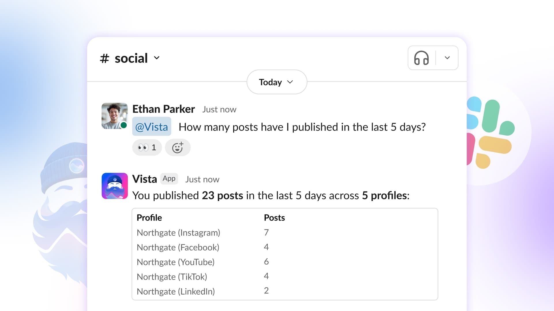 Ask Vista in Slack: The AI Agent for Social Media Teams